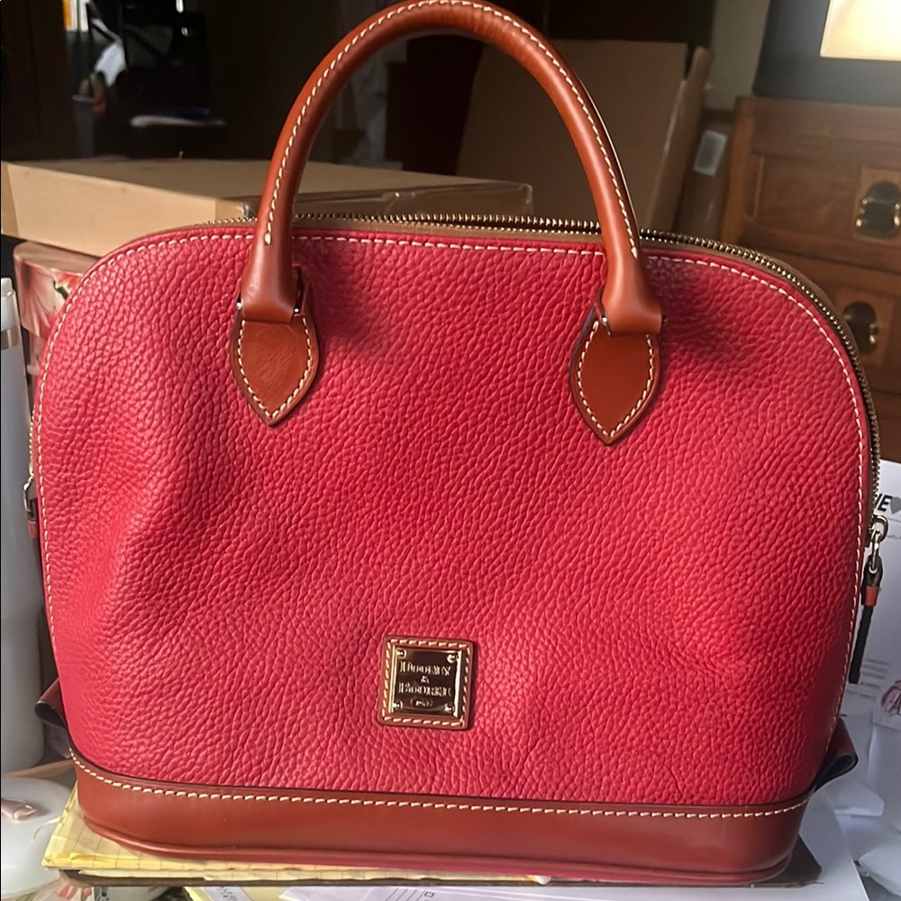 Dooney & Bourke Red Pebble Grain Leather Satchel EUC